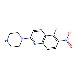 5-Iodo-6-nitro-2-piperazinylquinoline structure