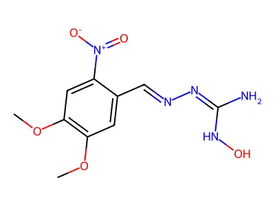 2-[(4,5-Dimethoxy-2-nitrophenyl)methylideneamino]-1-hydroxyguanidine structure
