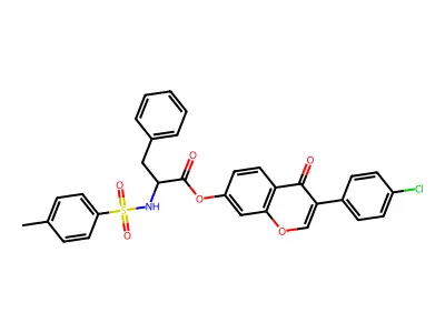 3-(4-chlorophenyl)-4-oxo-4H-chromen-7-yl 2-(4-methylphenylsulfonamido)-3-phenylpropanoate structure
