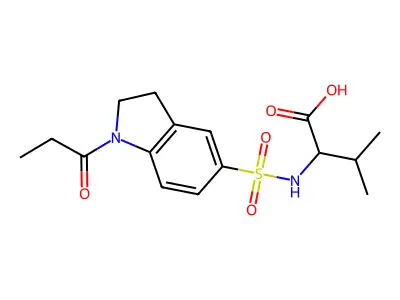 3-methyl-2-{[(1-propionyl-2,3-dihydro-1H-indol-5-yl)sulfonyl]amino}butanoic acid structure