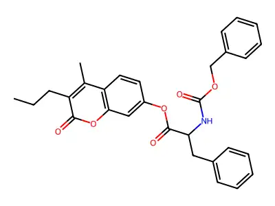 4-methyl-2-oxo-3-propyl-2H-chromen-7-yl 2-(((benzyloxy)carbonyl)amino)-3-phenylpropanoate structure