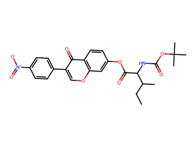 2-tert-Butoxycarbonylamino-3-methyl-pentanoic acid 3-(4-nitro-phenyl)-4-oxo-4H-chromen-7-yl ester structure