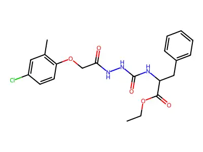 ETHYL 2-(((2-(4-CHLORO-2-METHYLPHENOXY)ACETYLAMINO)AMINO)CARBONYLAMINO)-3-PHENYLPROPANOATE structure
