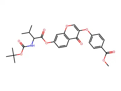 methyl 4-((7-((2-((tert-butoxycarbonyl)amino)-3-methylbutanoyl)oxy)-4-oxo-4H-chromen-3-yl)oxy)benzoate structure