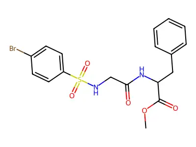 Methyl 2-[(2-{[(4-bromophenyl)sulfonyl]amino}acetyl)amino]-3-phenylpropanoate structure
