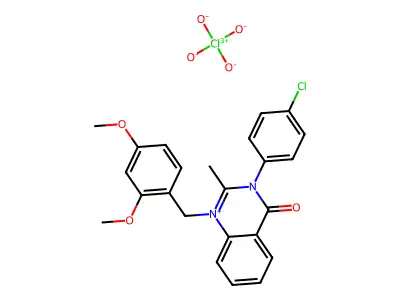 Quinazolinium, 3,4-dihydro-3-(4-chlorophenyl)-1-((2,4-dimethoxyphenyl)methyl)-2-methyl-4-oxo-, perchlorate structure