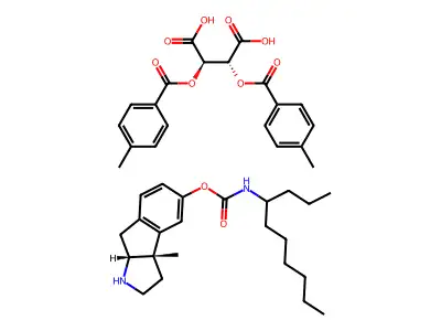Carbamic acid, heptyl-, 1,2,3,3a,8,8a-hexahydro-3a-methyl-1-propylindeno(2,1-b)pyrrol-5-yl ester, cis-(+-)-, (R-(R*,R*))-2,3-bis((4-methylbenzoyl)oxy)butanedioate (1:1) structure
