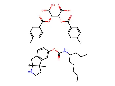 Carbamic acid, hexyl-, 1,2,3,3a,8,8a-hexahydro-3a-methyl-1-propylindeno(2,1-b)pyrrol-5-yl ester, cis-(+-)-, (R-(R*,R*))-2,3-bis((4-methylbenzoyl)oxy)butanedioate (1:1) structure