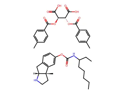 Carbamic acid, hexyl-, 1,2,3,3a,8,8a-hexahydro-1-ethyl-3a-methylindeno(2,1-b)pyrrol-5-yl ester, (3as,cis)-, (R-(R*,R*))-2,3-bis((4-methylbenzoyl)oxy)butanedioate (1:1) structure