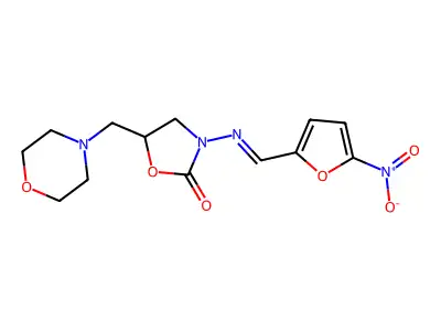 5-Morpholinomethyl-3-[5-nitrofurfurylideneamino]-2-oxazolidinone structure