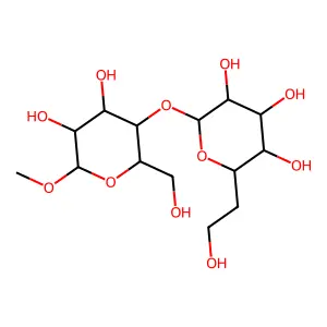 methyl 4-O-(6-deoxy-manno-heptopyranosyl)galactopyranoside structure