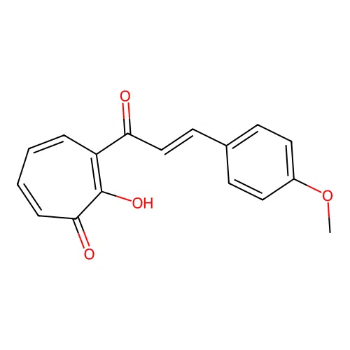 2-Hydroxy-3-(3-(4-methoxyphenyl)acryloyl)-2,4,6-cycloheptatrien-1-one structure