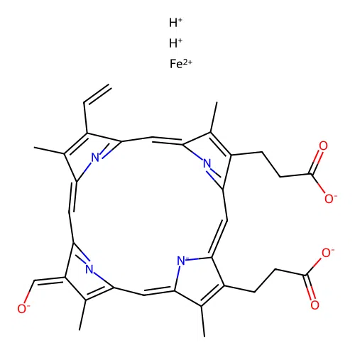 2-Formyl-4-vinyldeuteroheme IX structure