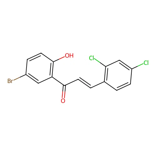 (E)-1-(5-bromo-2-hydroxyphenyl)-3-(2,4-dichlorophenyl)prop-2-en-1-one structure