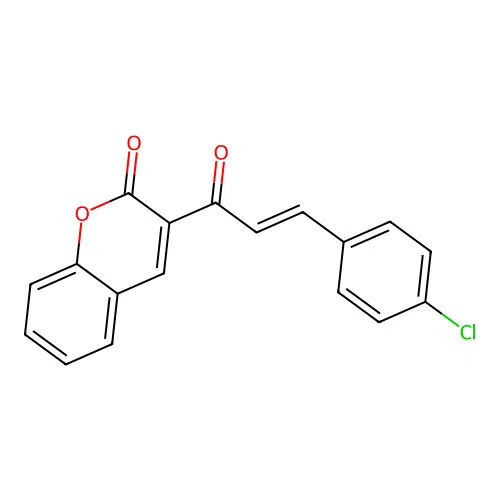 (E)-3-(3-(4-chlorophenyl)acryloyl)-2H-chromen-2-one structure