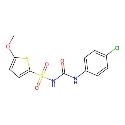 N-[[(4-chlorophenyl)amino]carbonyl]-5-methoxy-2-thiophenesulfonamide structure