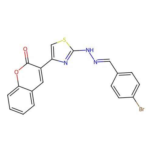 3-{2-[(2E)-2-(4-bromobenzylidene)hydrazinyl]-1,3-thiazol-4-yl}-2H-chromen-2-one structure