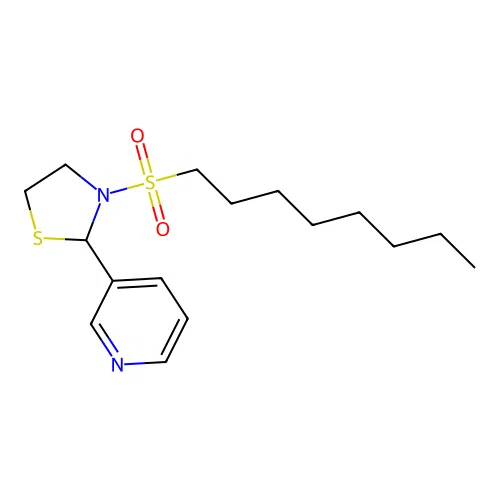 3-Octylsulfonyl-2-pyridin-3-yl-1,3-thiazolidine structure