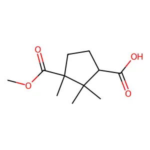 (1R,3S)-3-(methoxycarbonyl)-2,2,3-trimethylcyclopentanecarboxylic acid structure