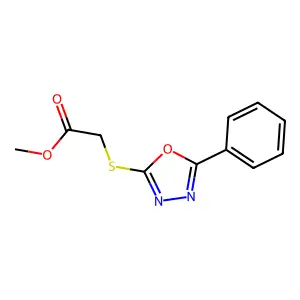 Methyl 2-((5-phenyl-1,3,4-oxadiazol-2-yl)thio)acetate structure