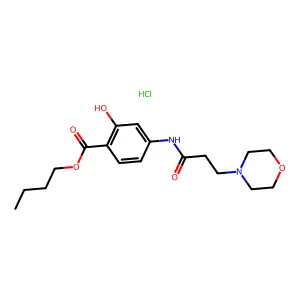 Salicylic acid, 4-(3-moprholinopropionamido)-, butyl ester, hydrochloride structure