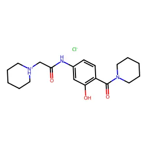 Acetanilide, 3'-hydroxy-2-piperidino-4'-piperidinocarbonyl-, hydrochloride structure