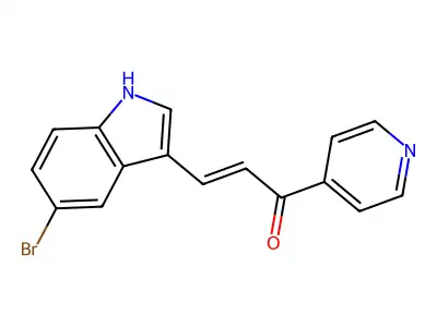 (E)-3-(5-bromo-1H-indol-3-yl)-1-pyridin-4-ylprop-2-en-1-one structure