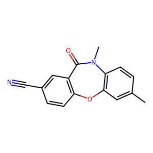 2-Cyano-7,10-dimethyl-dibenz(b,f)(1,4)oxazepin-11-(10H)-one structure