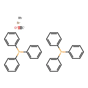 Bromocarbonylbis(triphenylphosphine)rhodium structure