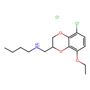 1,4-Benzodioxan-2-methylamine, N-butyl-5-chloro-8-ethoxy-, hydrochloride structure