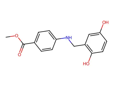 Benzoic acid, 4-[[(2,5-dihydroxyphenyl)methyl]amino]-, methyl ester structure