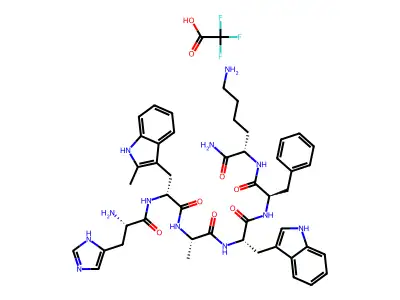 H-His-D-Trp(2-Me)-Ala-Trp-DL-Phe-Lys-NH2 structure