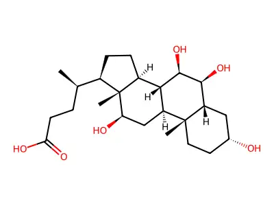 3alpha,6beta,7beta,12beta-Tetrahydroxy-5beta-cholan-24-oic Acid structure