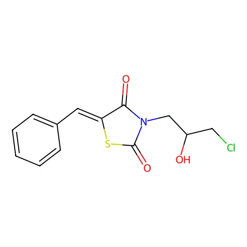 (5Z)-5-benzylidene-3-(3-chloro-2-hydroxypropyl)-1,3-thiazolidine-2,4-dione structure