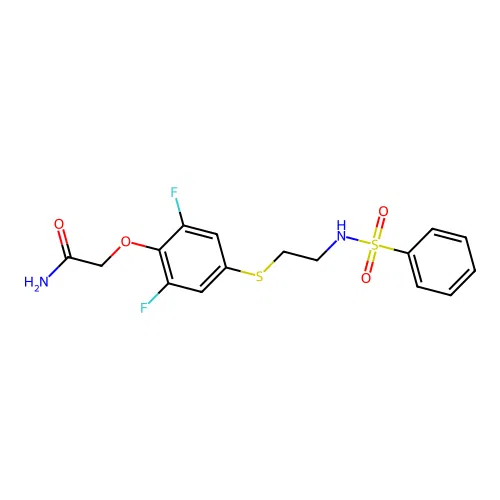 4-(2-(Phenylsulfonylamino)ethylthio)-2,6-difluorophenoxyacetamide structure