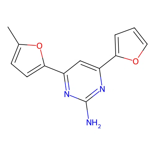 4-(Furan-2-yl)-6-(5-methylfuran-2-yl)pyrimidin-2-amine structure