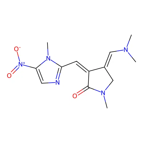 4-((Dimethylamino)methylene)-1-methyl-3-((1-methyl-5-nitro-1H-imidazol-2-yl)methylene)-2-pyrrolidinone structure
