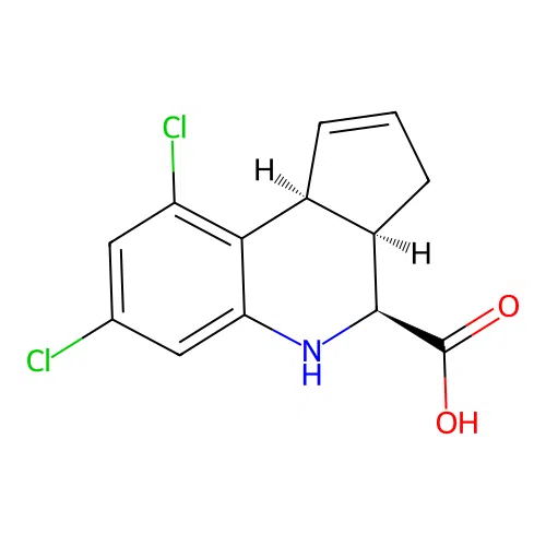 (3aR,4S,9bS)-7,9-dichloro-3a,4,5,9b-tetrahydro-3H-cyclopenta[c]quinoline-4-carboxylic acid structure