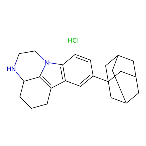 12-(adamantan-1-yl)-1,4-diazatetracyclo[7.6.1.0^{5,16}.0^{10,15}]hexadeca-9(16),10(15),11,13-tetraene hydrochloride structure