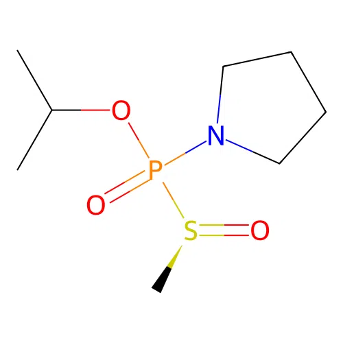 Phosphinic acid, (methylsulfinyl)-1-pyrrolidinyl-, 1-methylethyl ester, (R*,R*)- structure