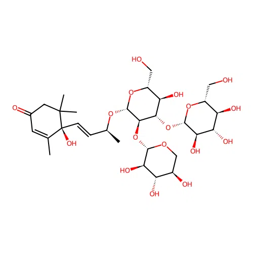Vomifoliol 9-O-glucopyranosyl-4-O-xylopyranosyl-6-O-glucopyranoside structure