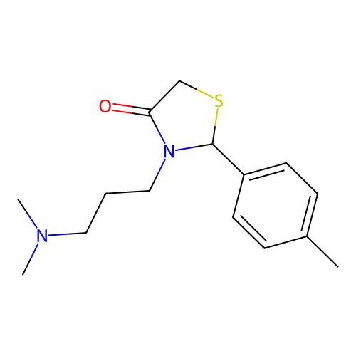 3-(3-(dimethylamino)propyl)-2-(p-tolyl)thiazolidin-4-one structure