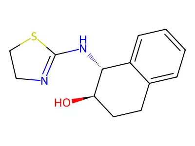 2-Naphthalenol, 1,2,3,4-tetrahydro-1-((4,5-dihydro-2-thiazolyl)amino)-, trans- structure