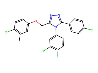 4H-1,2,4-Triazole, 4-(3-chloro-4-fluorophenyl)-3-((4-chloro-3-methylphenoxy)methyl)-5-(4-chlorophenyl)- structure