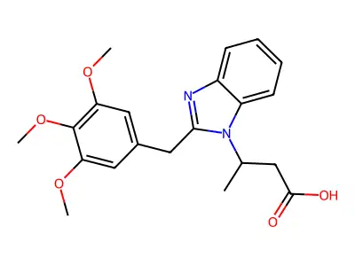 beta-Methyl-2-((3,4,5-trimethoxyphenyl)methyl)-1H-benzimidazole-1-propanoic acid structure