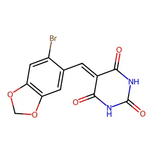 5-[(6-bromo-1,3-benzodioxol-5-yl)methylene]-2,4,6(1H,3H,5H)-pyrimidinetrione structure
