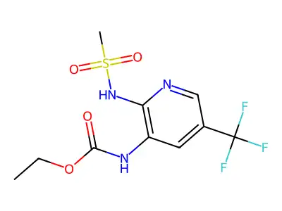 Carbamic acid, (2-((methylsulfonyl)amino)-5-(trifluoromethyl)-3-pyridinyl)-, ethyl ester structure