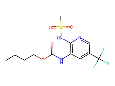 Butyl (2-((methylsulfonyl)amino)-5-(trifluoromethyl)-3-pyridinyl)carbamate structure