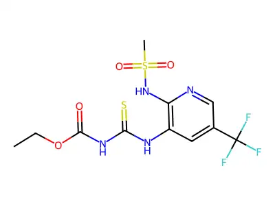 Carbamic acid, (((2-((methylsulfonyl)amino)-5-(trifluoromethyl)-3-pyridinyl)amino)thioxomethyl)-, ethyl ester structure
