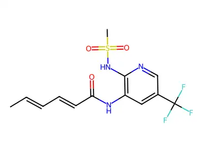 N-[2-(methanesulfonamido)-5-(trifluoromethyl)-3-pyridinyl]hexa-2,4-dienamide structure